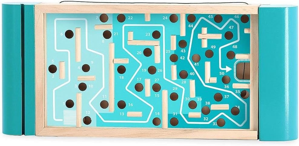 Juego de laberinto de madera clásico Vilac con bolas de acero y mandos de inclinación.