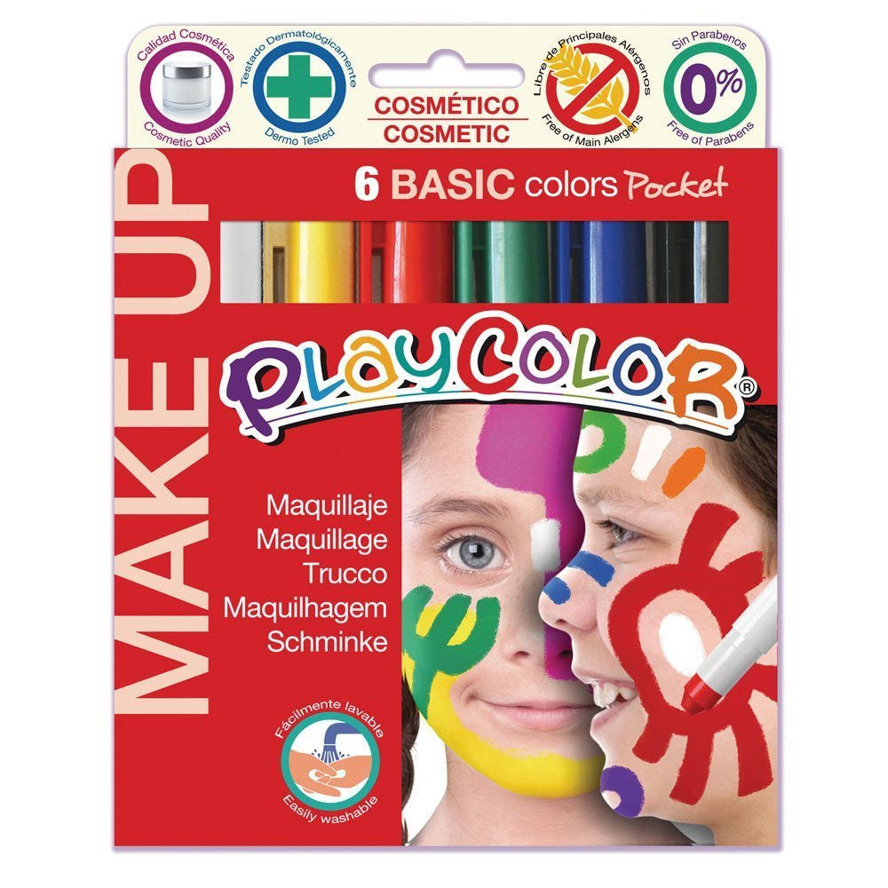 Pack de 6 barras de maquillaje infantil Playcolor para cara y cuerpo en colores vibrantes para fiestas - Educar Jugando