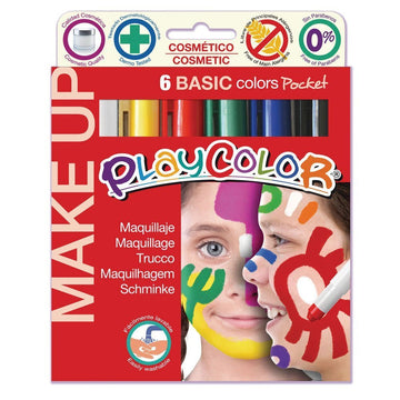 Pack de 6 barras de maquillaje infantil Playcolor para cara y cuerpo en colores vibrantes para fiestas - Educar Jugando