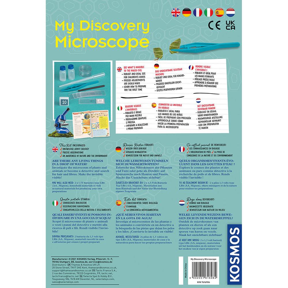 Manual ilustrado de 32 páginas del microscopio Kosmos My Discovery - guía de uso y especímenes