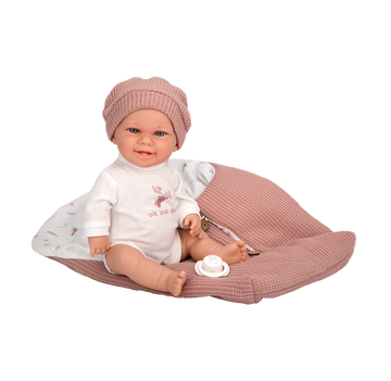 Muñeca Babyto Elegance de 33 cm con saco de dormir rosa, cuerpo de vinilo y aroma a vainilla- Arias 60872
