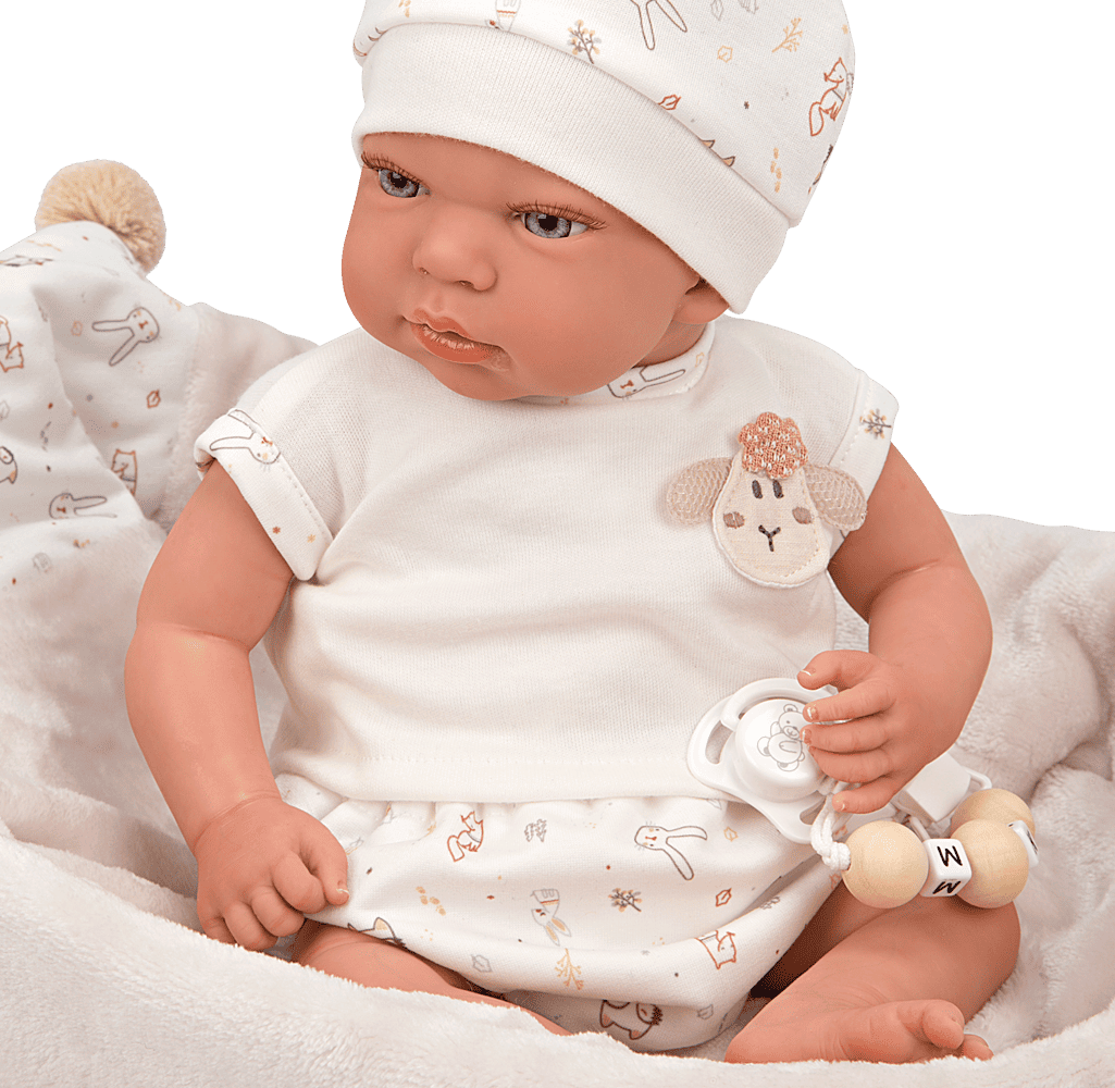 Muñeca Reborn Luna Arias con manta, chupete, chupetero, pañal y libro de familia
