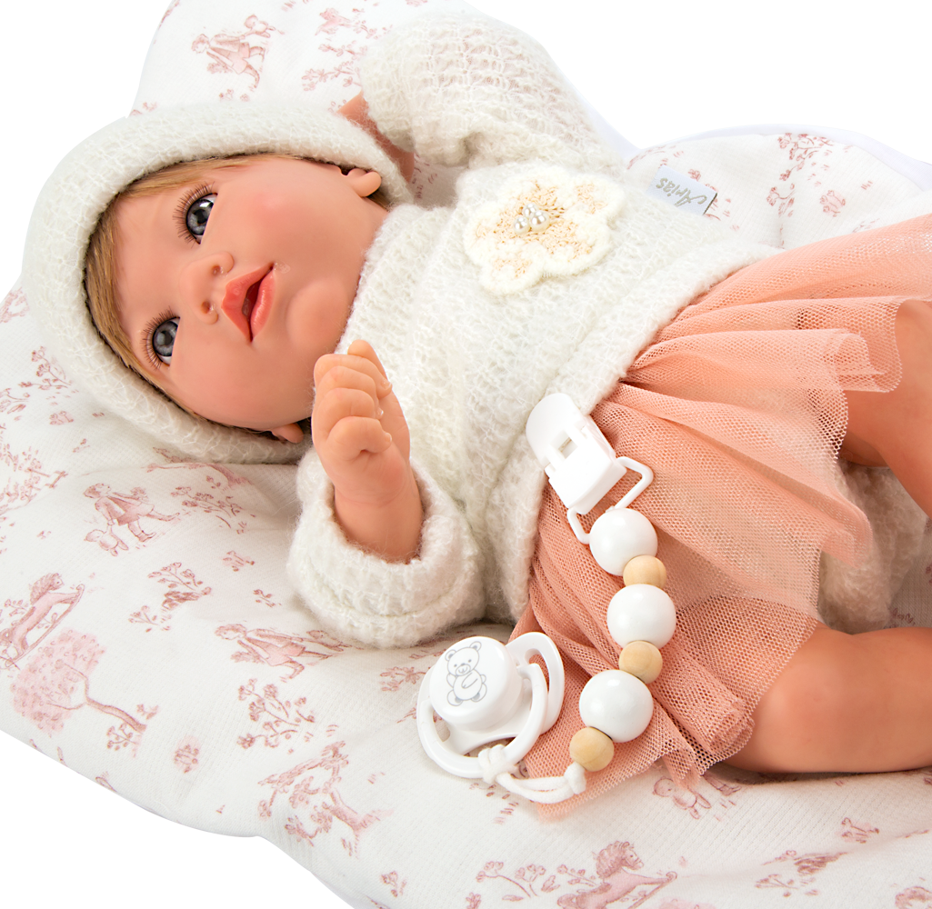 muñeca reborn bebe niña conjunto rosa accesorios incluidos Arias