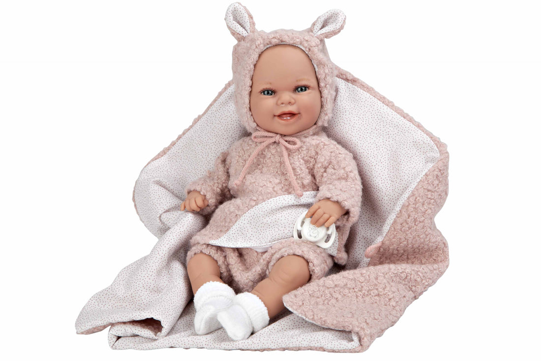Muñeco bebé Elegance de Arias de 35 cm con peso real, cuerpo blando y conjunto de osito - Educar Jugando - Arias 60827