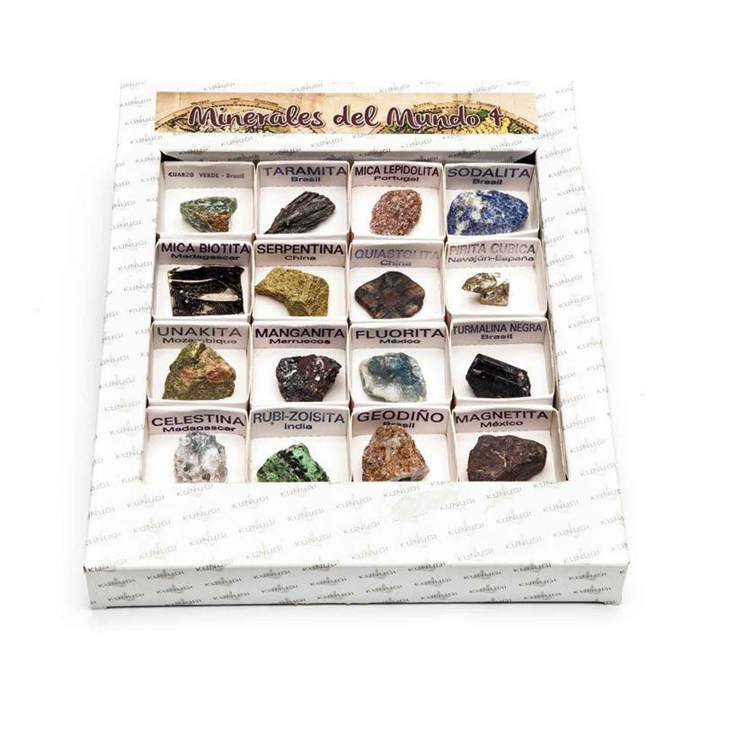 Niño utilizando la caja de minerales para aprender geología y ciencias de forma divertida - Aprender jugando de verdad.