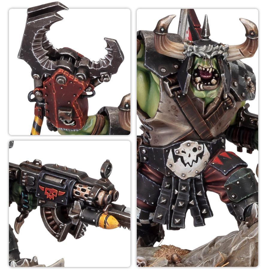 Detalle piezas kit Kaudillo Ork Warhammer 40K 35 componentes personalizables cabezas armas piernas