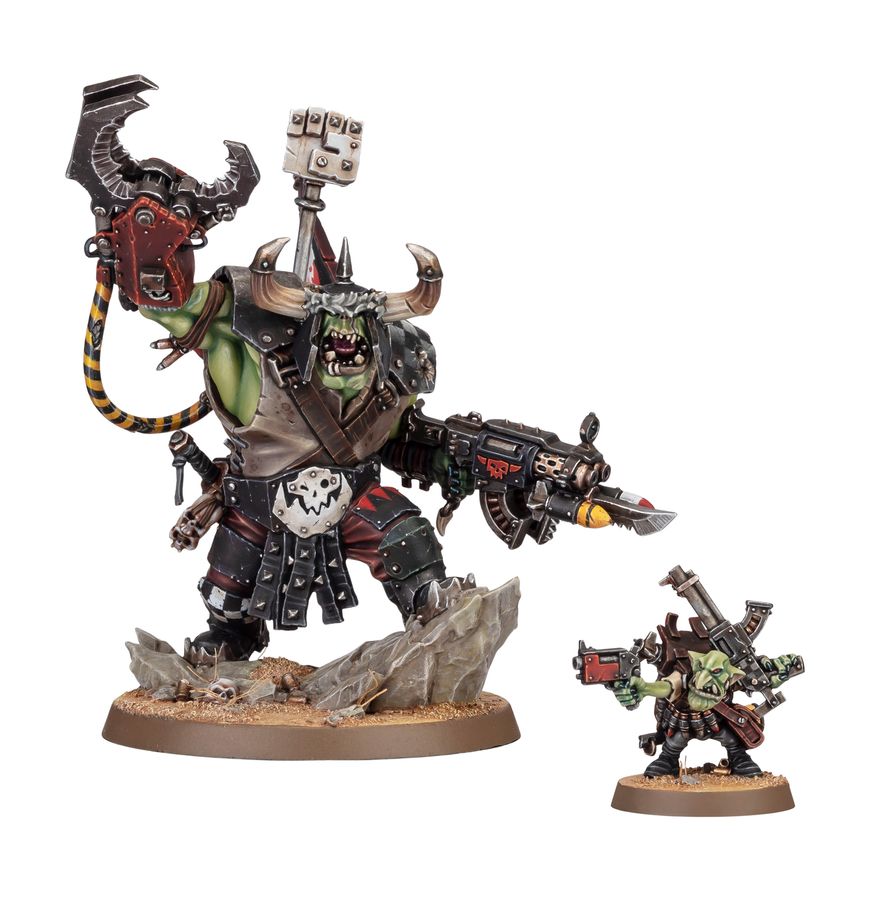 Kaudillo Ork miniatura Warhammer 40000 con marcador Kanijo furriel peana Citadel 50mm