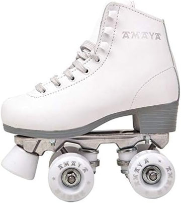 Patines bota Amaya blancos Talla 34 para patinaje artístico clásico con suela de alta densidad