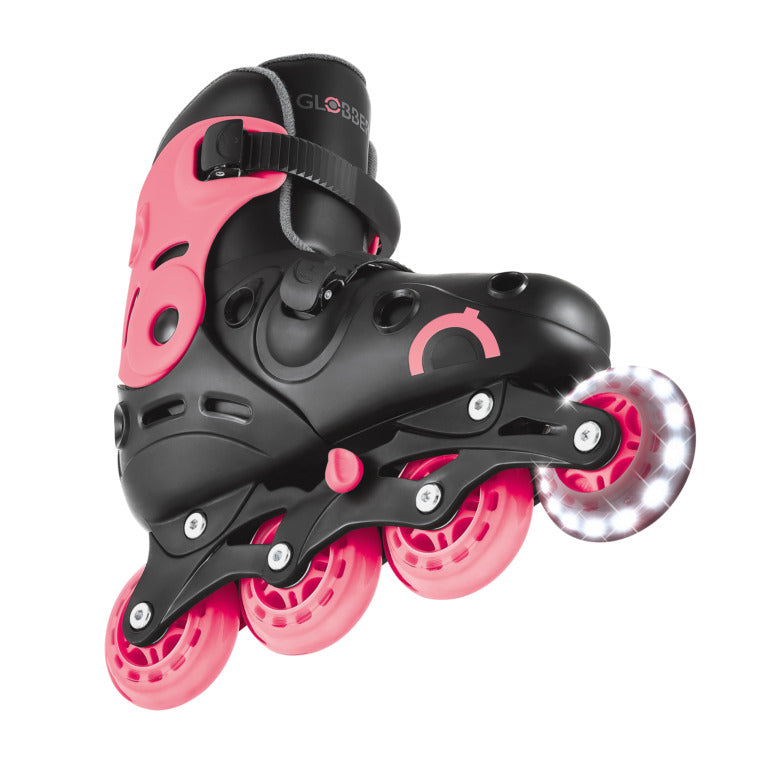 Patines en línea Globber GO SKATES LIGHTS color rosa con ruedas LED para niños