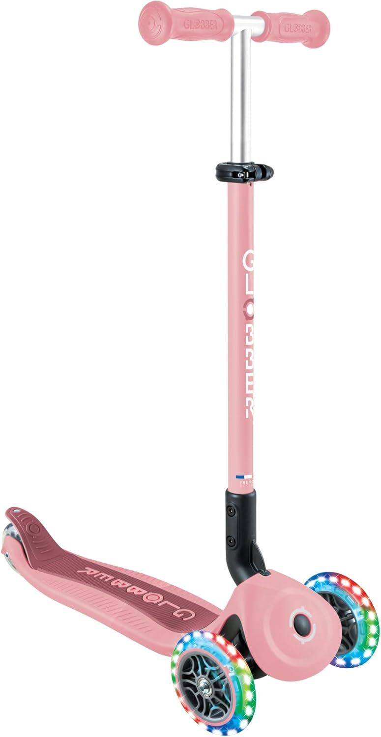Patinete 3 ruedas con luces LED Globber Go Up Active Lights 360° Rosa niños hasta 9 años