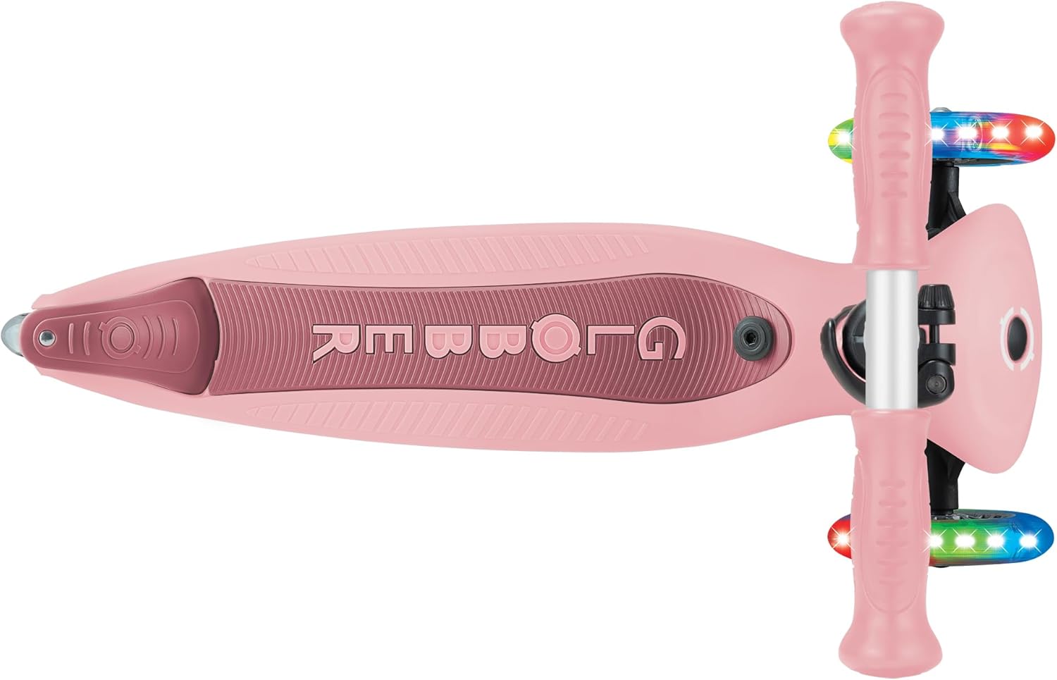 Vista superior patinete 3 ruedas Globber Go Up Active Lights 360° Rosa con luces LED