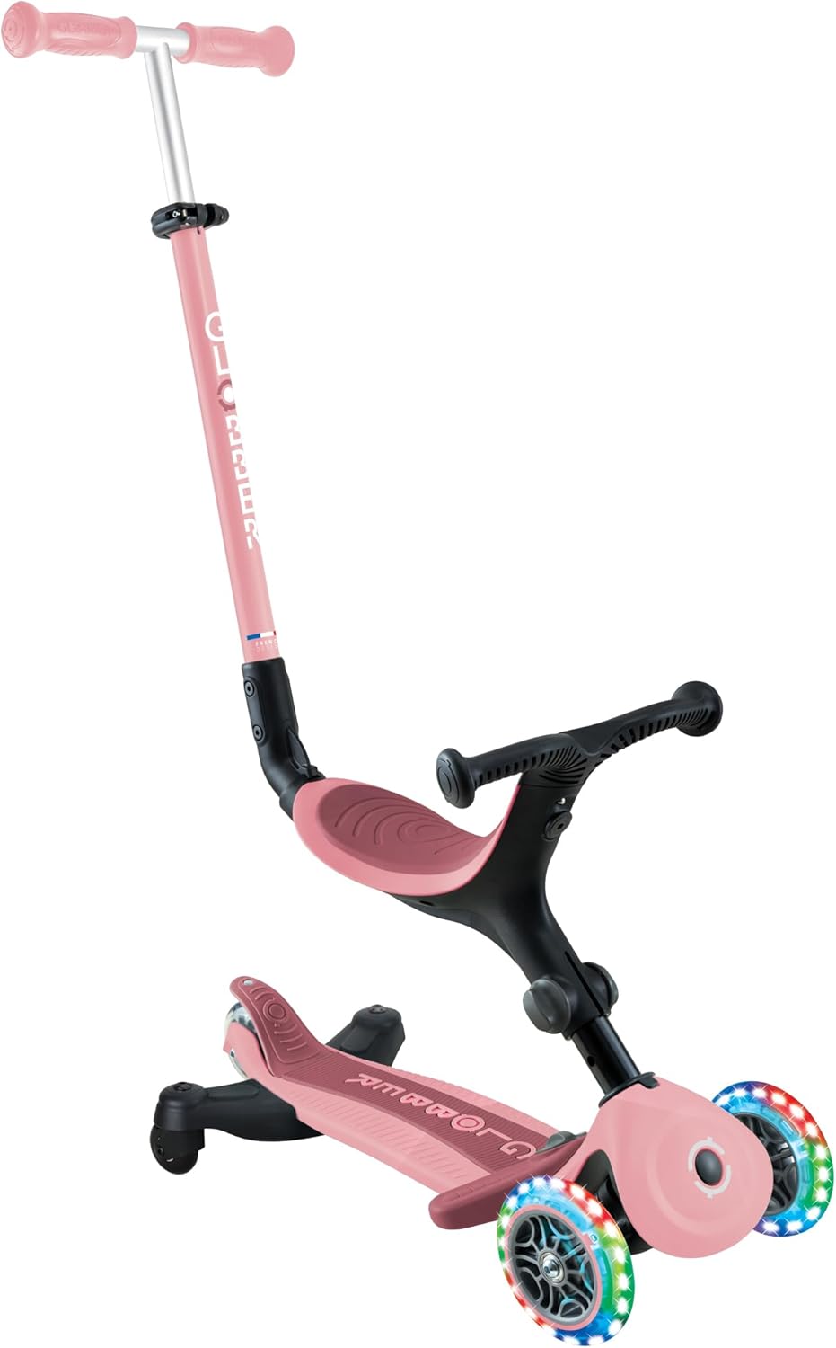 Globber Go Up Active Lights 360° Rosa modo correpasillos con dirección parental 360° niños 15 meses