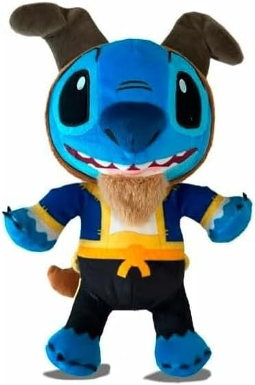 Peluche de Stitch de 25 cm con disfraz de Bestia, cuernos y traje de gala - Licencia Oficial Disney - Educar Jugando