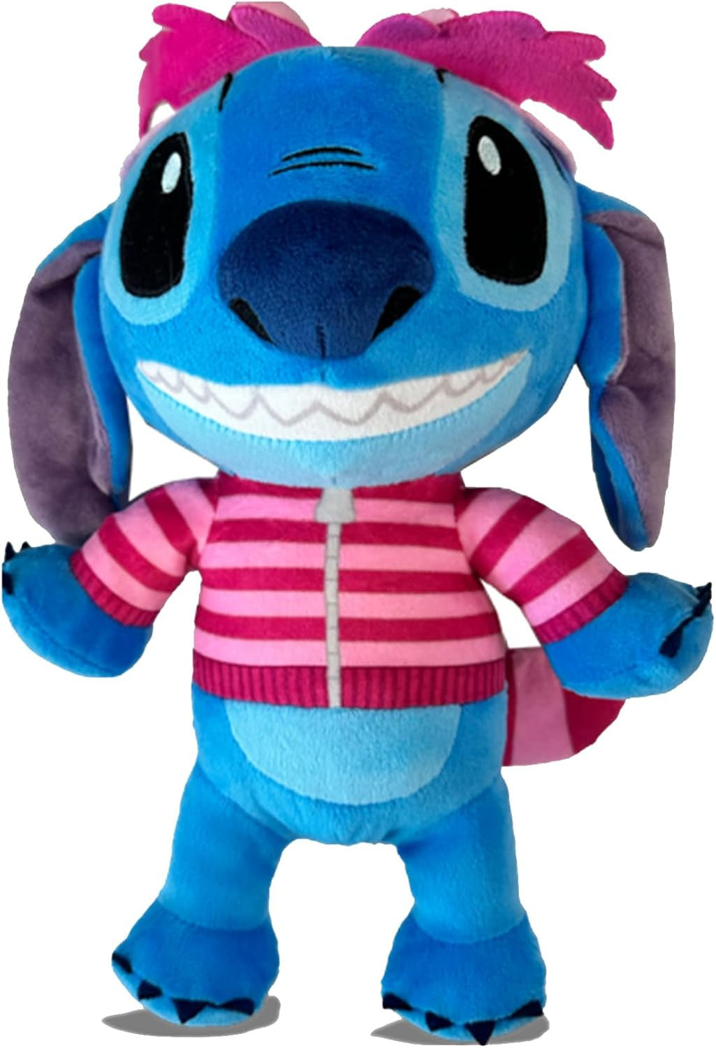 Peluche de Stitch de 25 cm disfrazado del Gato de Cheshire con rayas rosas y licencia oficial Disney - Educar Jugando