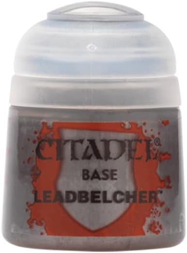 Pintura Citadel Base Leadbelcher de 12 ml color metálico plateado oscuro para miniaturas y armas Warhammer - Educar Jugando