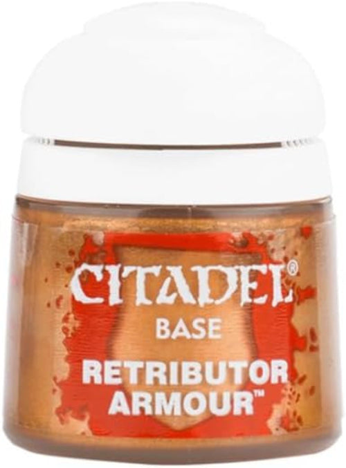 Pintura Citadel Base Retributor Armour de 12 ml color dorado brillante para miniaturas Warhammer - Educar Jugando- Warhammer 21-35