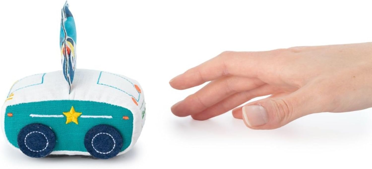 Primer coche juguete blando Marius Lilliputiens - Coche pull-back seguro para bebés 18 meses