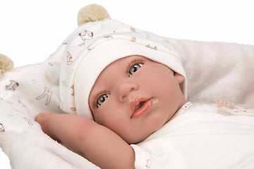 Detalle cara muñeca Reborn Luna Arias 40 cm expresión realista