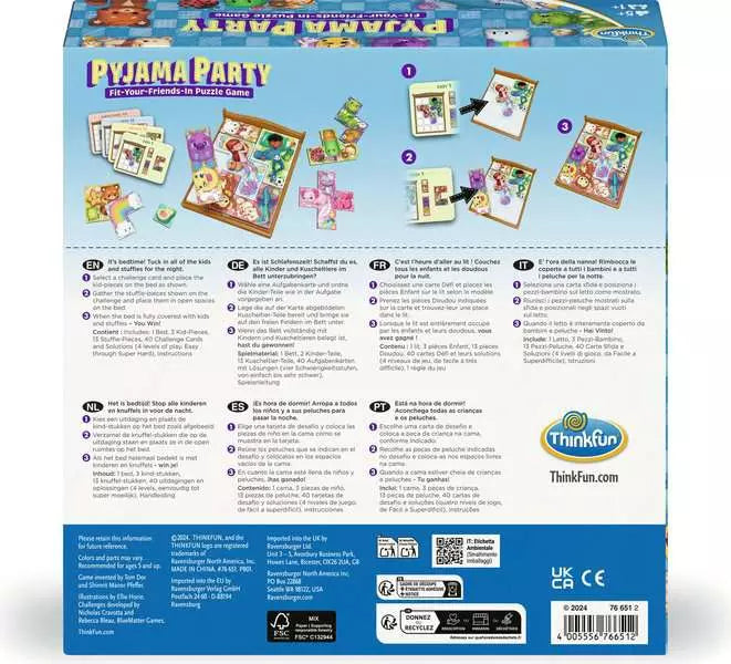 ThinkFun Pyjama Party - Juego de lógica para niños 5 años