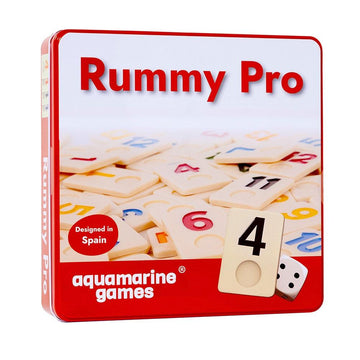 Rummy Pro – juego de mesa clásico de fichas y estrategia para 2-4 jugadores con caja metálica