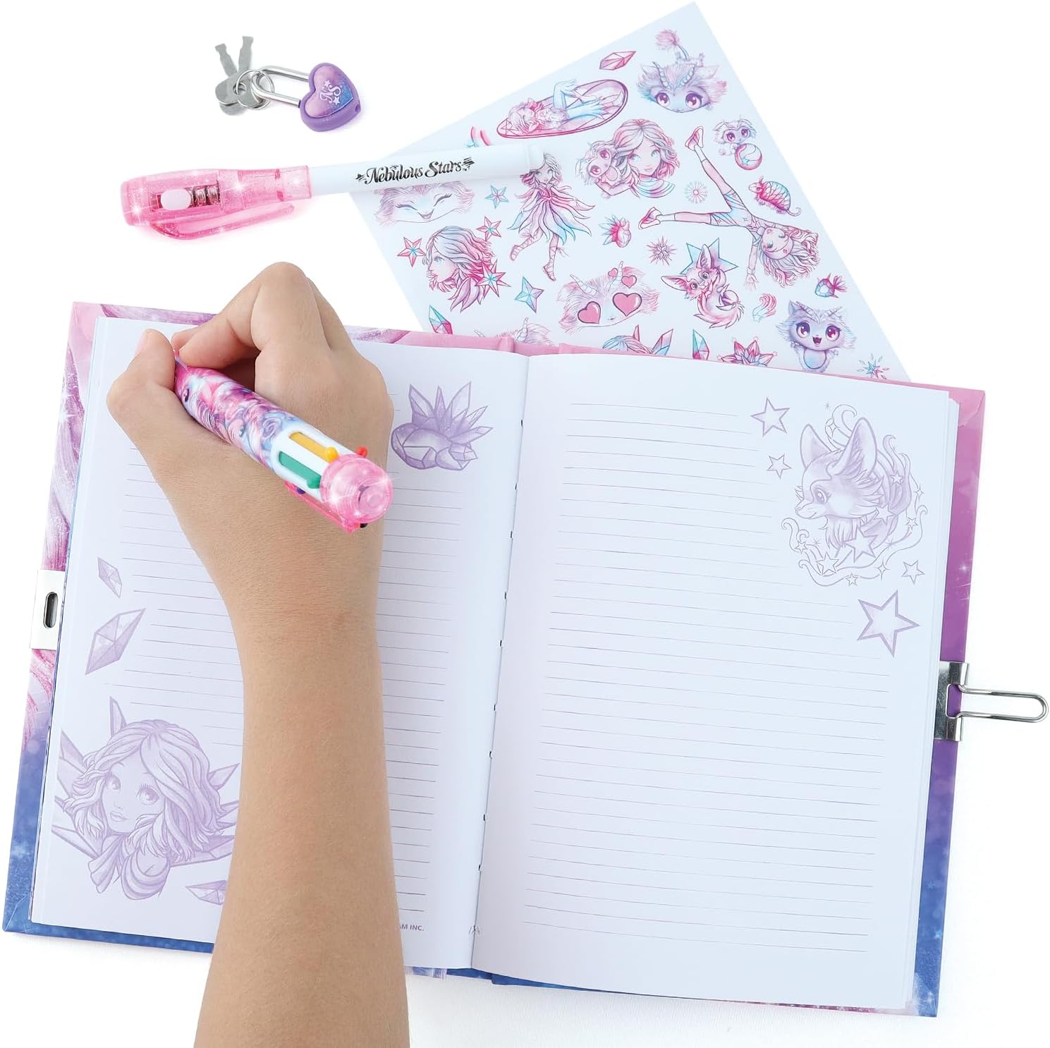 Set de papelería Estrelia: diario, bolígrafo 6 colores, candado y llaves - Nebulous Stars