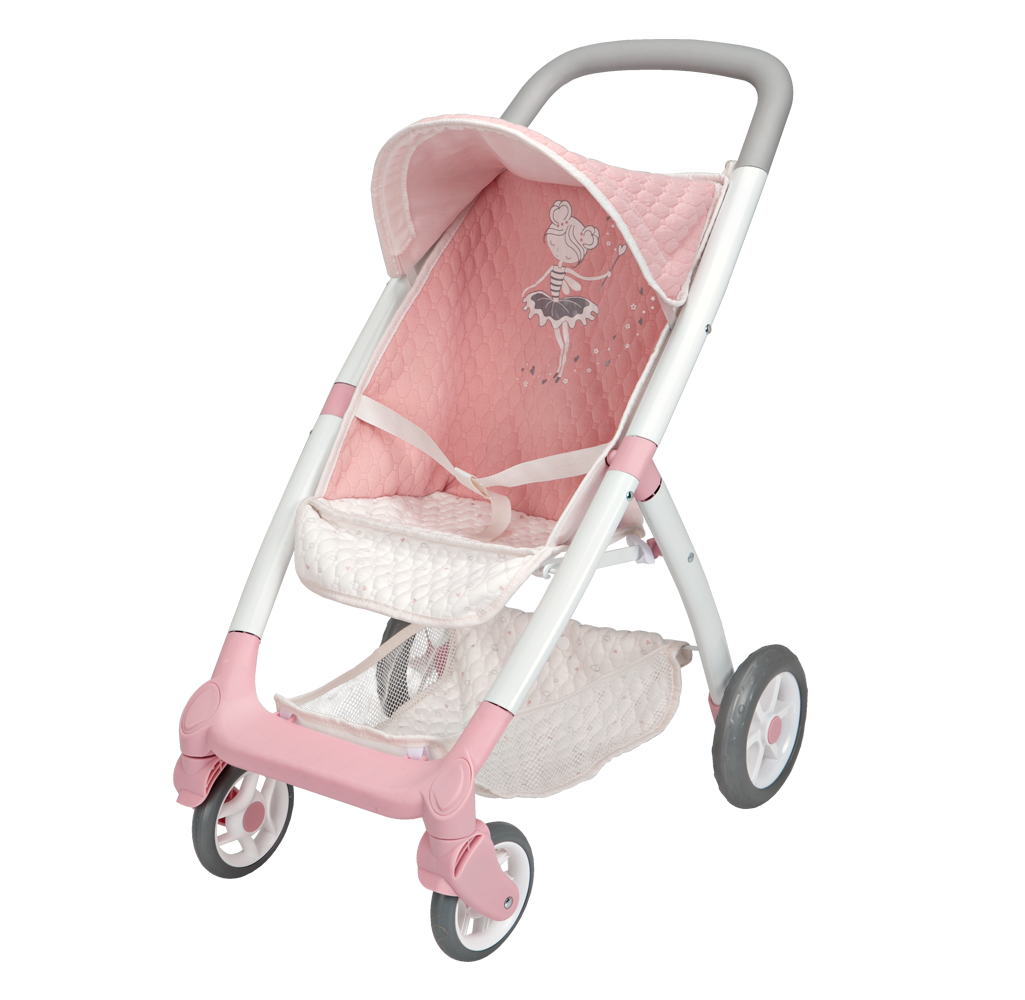 Sillita de paseo para muñecas Arias en rosa y gris con estructura metálica plegable y manillar de 63 cm - Educar Jugando- Arias 40856, recibe lo en 24-48horas
