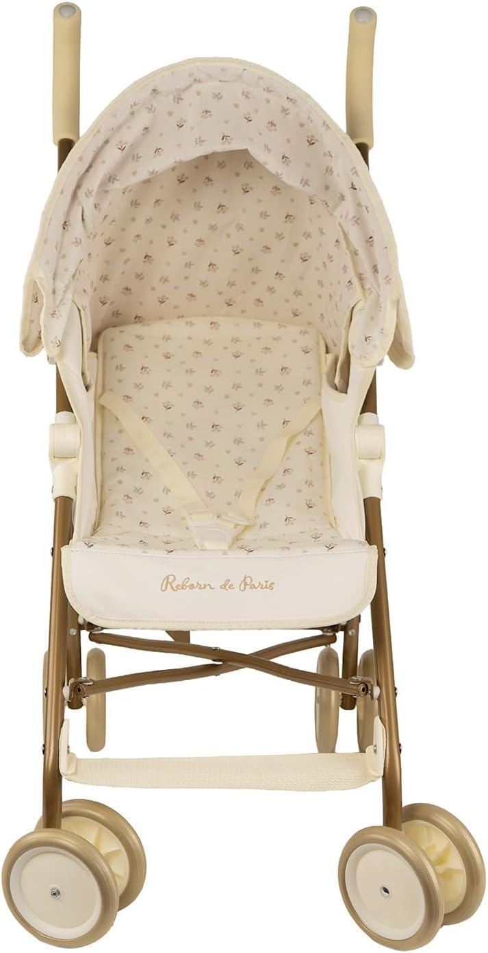 Silla paseo muñeca reborn Arias 40947 con capota desplegada, vista en ángulo lateral