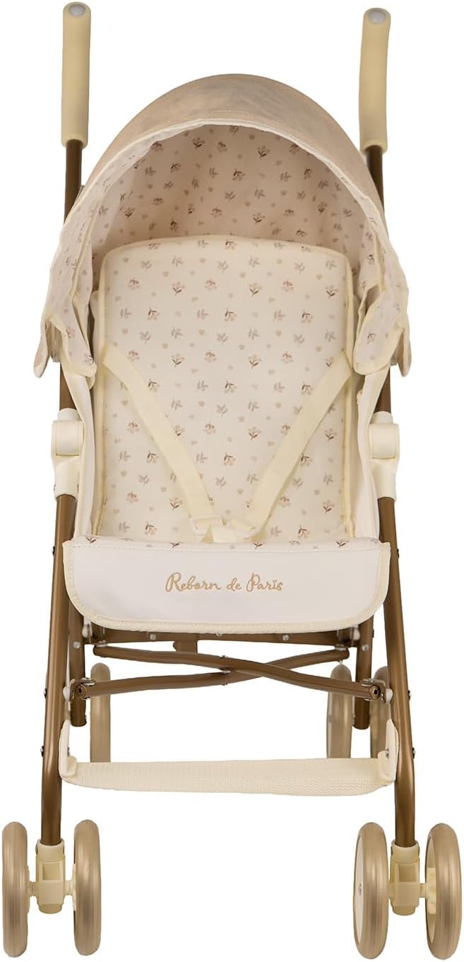 Silla de paseo Reborn de París Arias 40947 con capota y ruedas doradas, vista lateral derecha