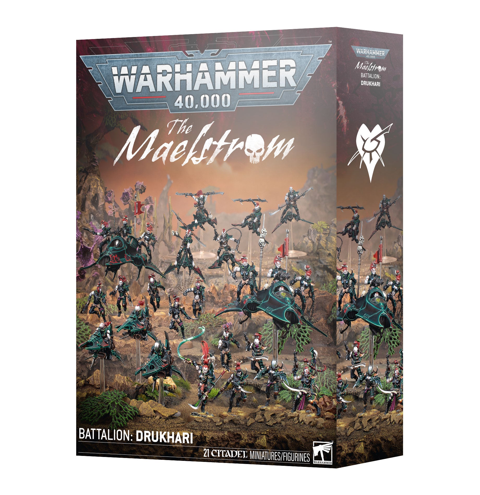 Batallón Torbellino Drukhari Warhammer 40K Ref 45-27: 2 Súcubos, 10 Brujas, 5 Hellions, 3 Reavers y Venom
