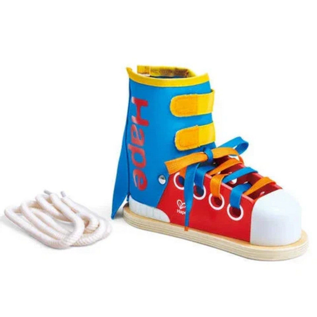 Zapatilla educativa para aprender a atarse los cordones y practicar motricidad fina - Educar Jugando